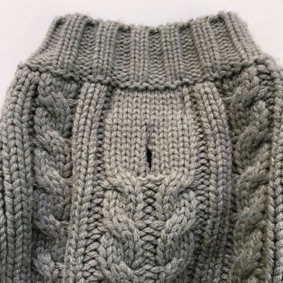 Great Jacks Grey Acrylic Cable Knit Dog Mock Neck Sweater - Picture 2 of 7